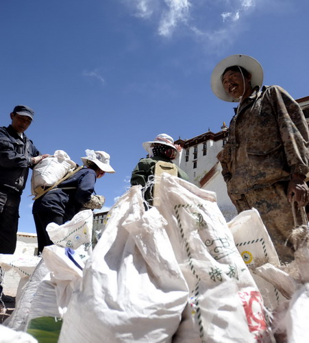 Potala Palace undergoing renovations on path