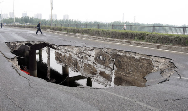 Bridge collapse injures two