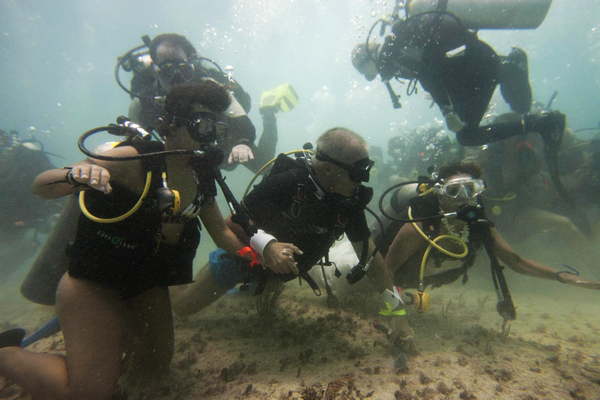 Couple attempts underwater wedding Guinness record