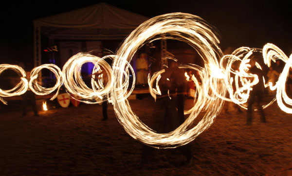 Dazzling fire show in Belarus