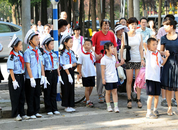 Children take charge of the road