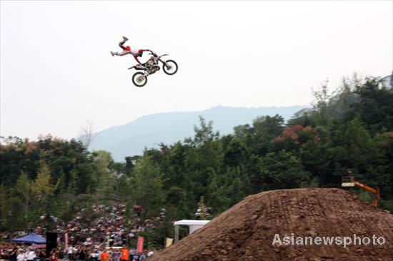 Riders perform air borne tricks