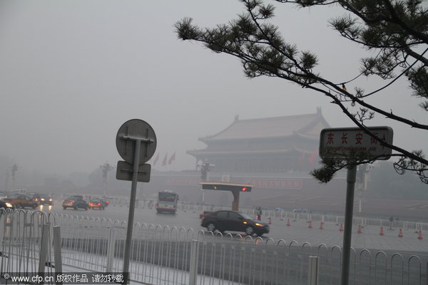 Season's first snow falls in Beijing