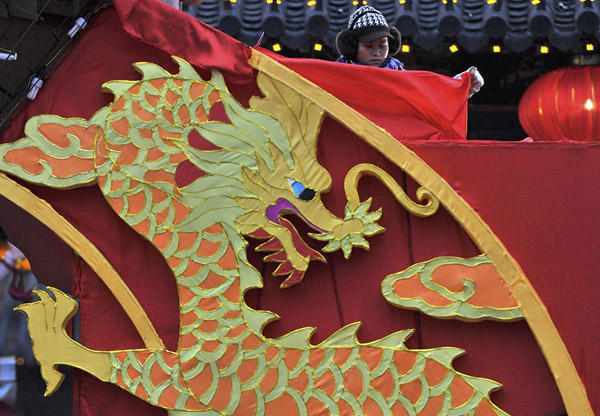 Dragon decorations usher in the Chinese New Year