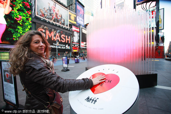 Heart beats for Valentine's Day at Times Square