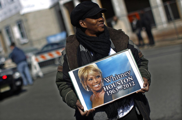 People mourn at Whitney Houston's funeral service