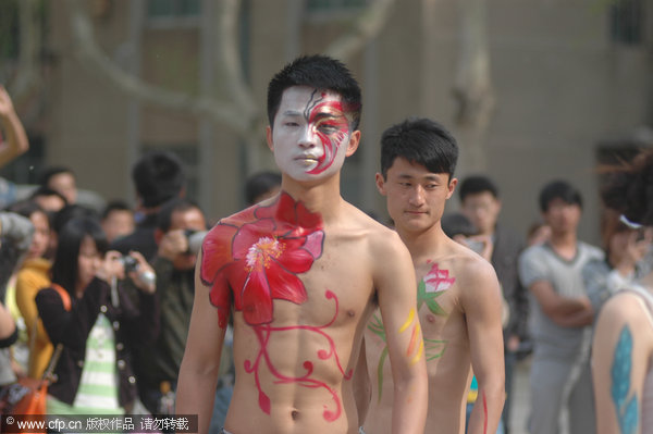 Body painting show staged in university