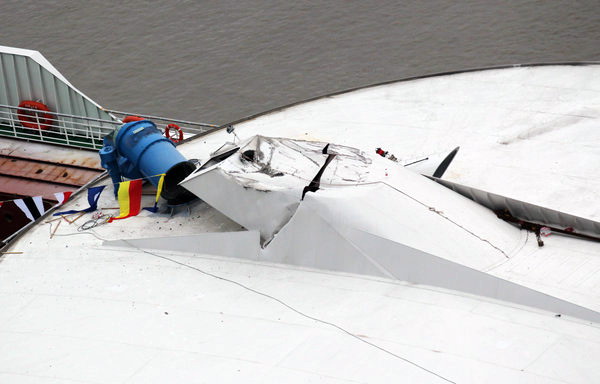 Luxury cruise ship hits a bridge