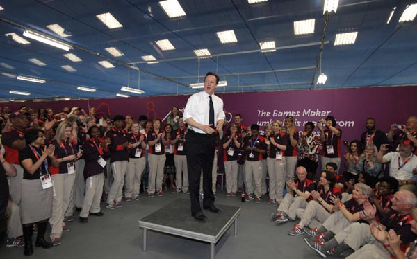 Cameron heckled by a volunteer