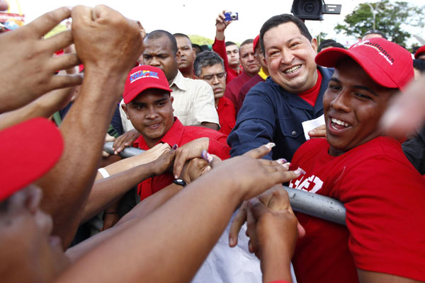 Chavez meets supporters during election campaign