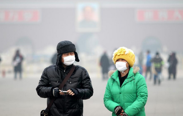 Heavily polluted air in Beijing