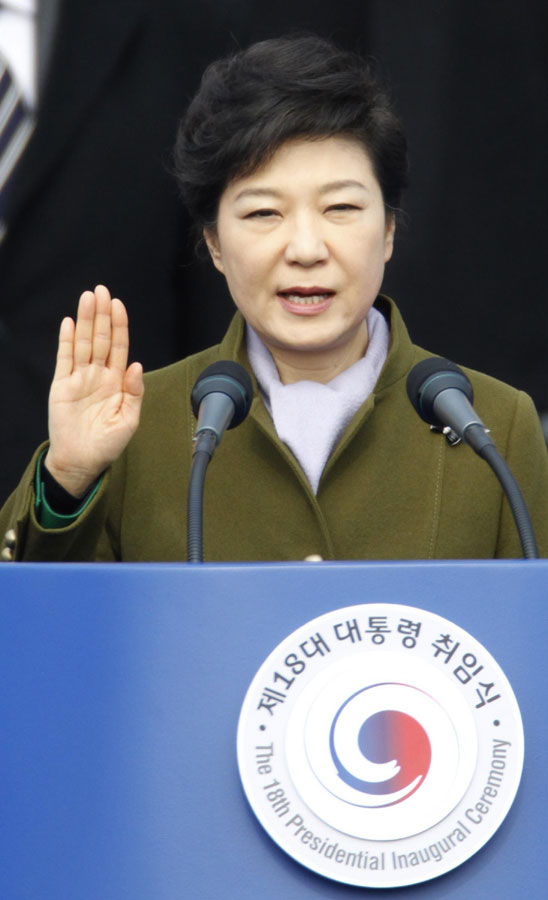 S. Korea's first female president takes office