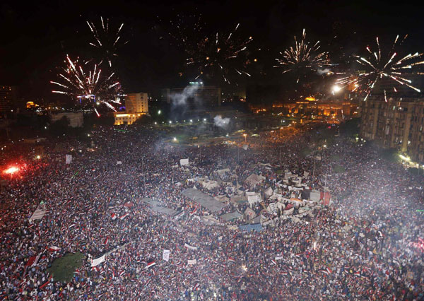 Jubilant crowds celebrate after Morsi overthrown