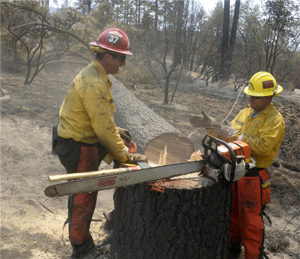 Firefighters hold line against California wildfire