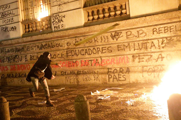 Protest to support teachers' strike in Brazil