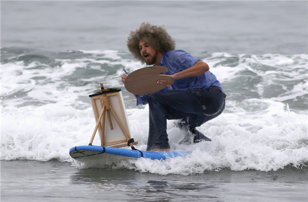 Halloween surf contest in Calif., US