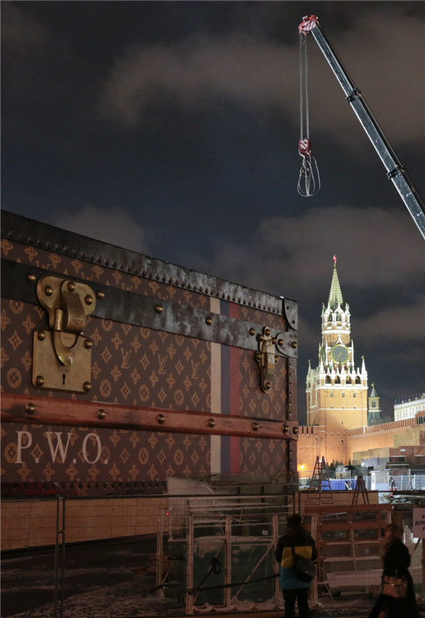 Louis Vuitton trunk on Red Square