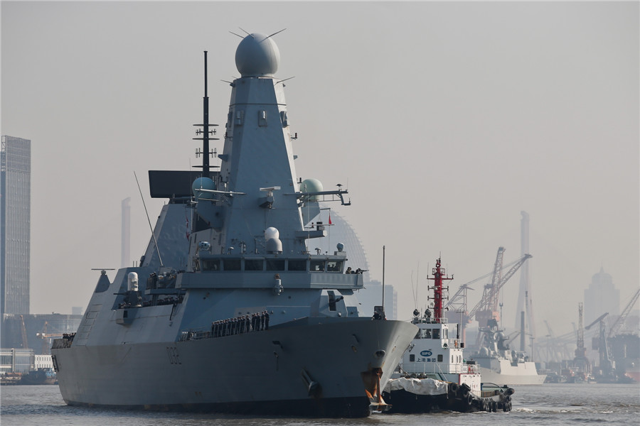 British Navy ship docks in Shanghai