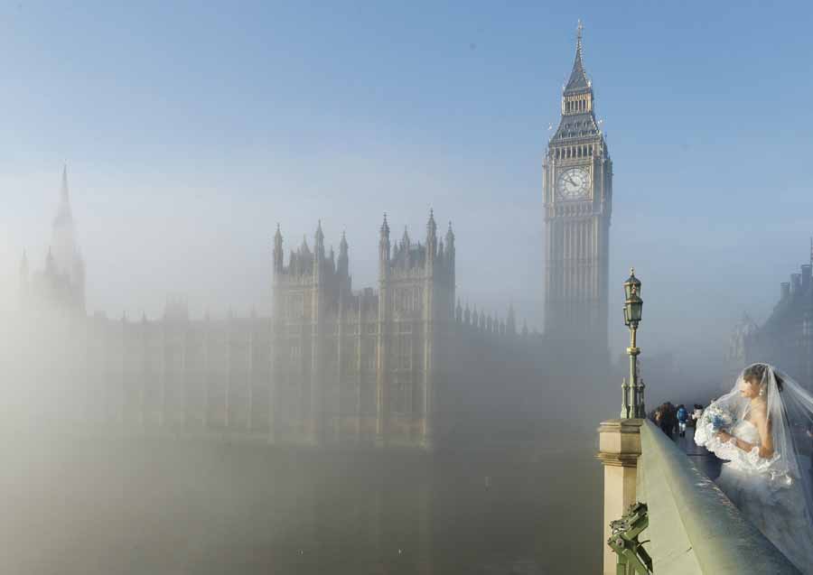 London shrouded by fog