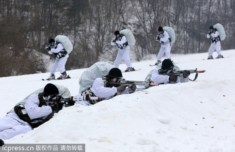 S. Korean soldiers train in the snow