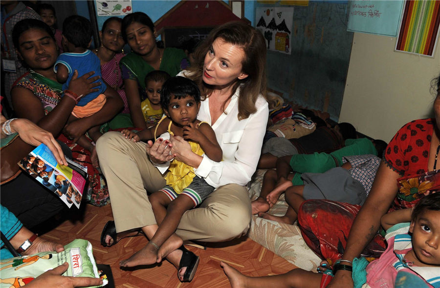 France's former first lady undertakes charity visit to India