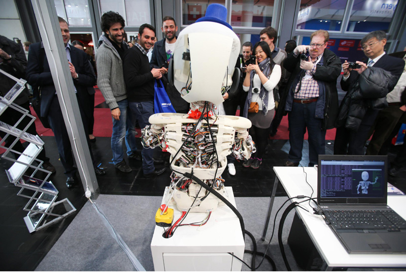 Humanoid robots at Hanover IT exhibition