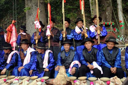 Ethnic Miao people celebrate Guzang Festival