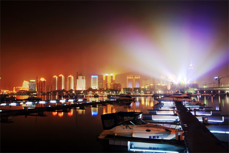 Beautiful night scenes of Qingdao Olympic Sailing Center