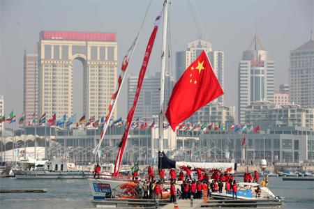 The <EM>Qingdao</EM> yacht arrives at its home port
