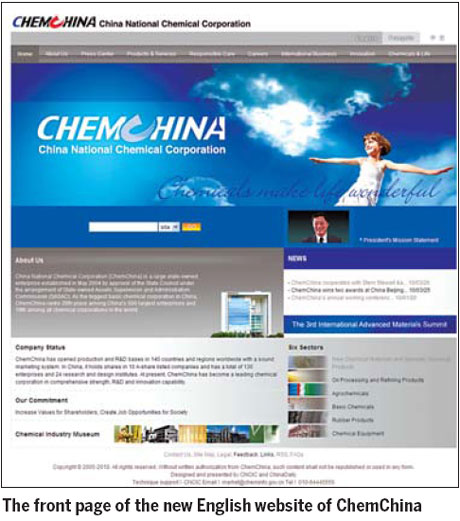 New ChemChina website highlights growing status