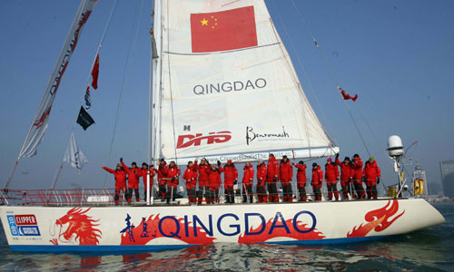 Sailboats in the Qingdao port