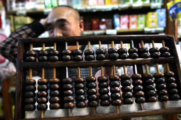 Calculating on a Chinese abacus