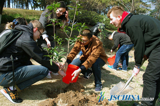 Chinese and foreign students plant friendship trees