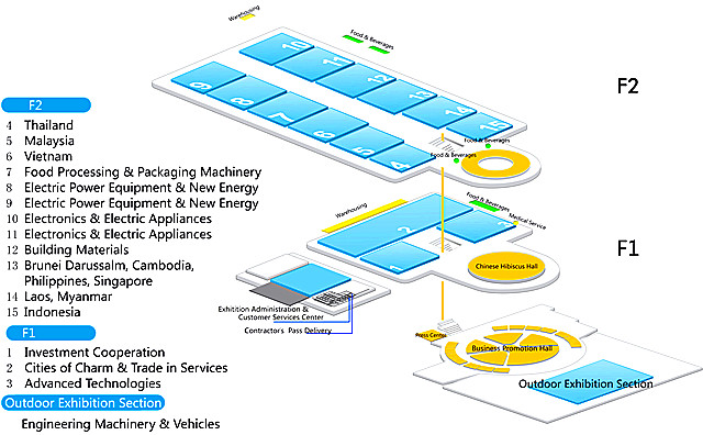 Floor plan of Nanning Int'l Convention & Exhibition Center (CAEXPO Venue I)
