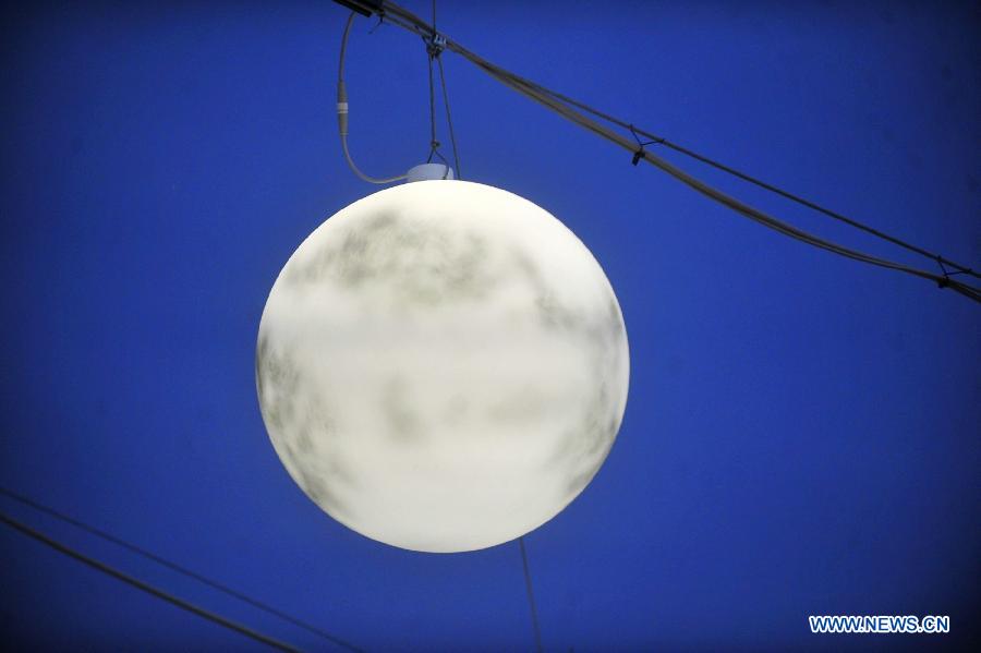 Moon lanterns displayed to mark Mid-autumn Festival