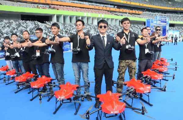 Hi-tech fair blazes with drones