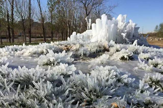 Beautiful snow-covered landscape at Binhe park