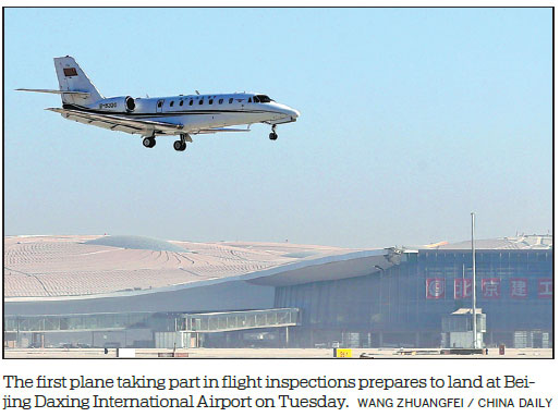 New Beijing airport carries out first flight inspection