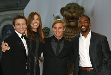 Director Bigelow poses during a red carpet event at the Venice