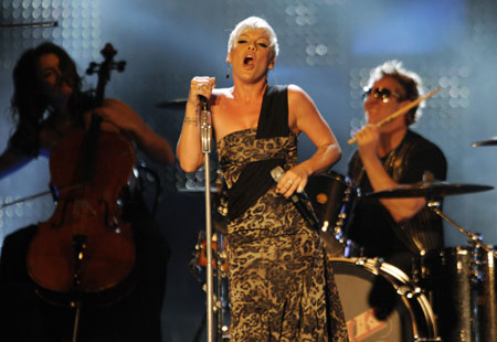 U.S. singer Pink performs during the 60th Bambi media awards ceremony