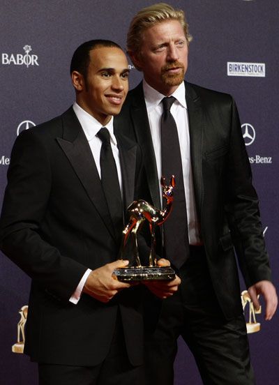 Lewis Hamilton arrives at the 60th Bambi media awards ceremony