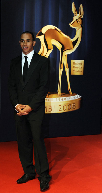 Lewis Hamilton arrives at the 60th Bambi media awards ceremony