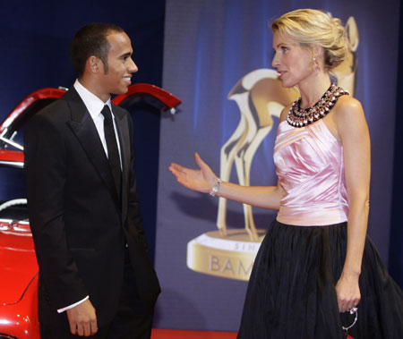 Lewis Hamilton arrives at the 60th Bambi media awards ceremony