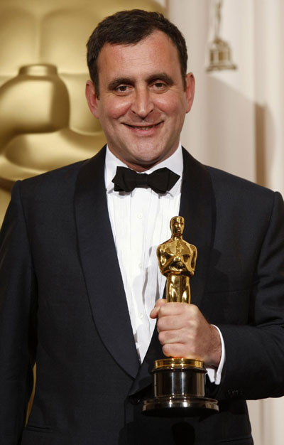 O'Connor holds his Oscar for achievement in costume design for 