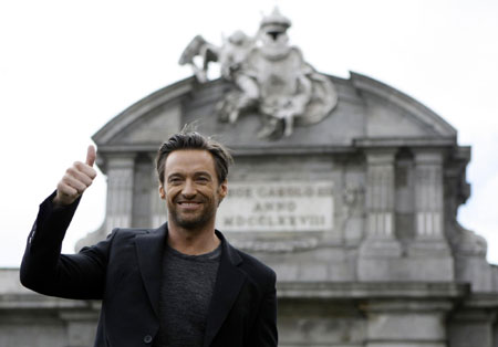 Australian actor Jackman arrives to a media event in Madrid