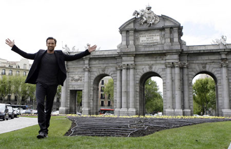 Australian actor Jackman arrives to a media event in Madrid