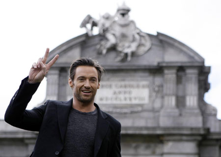 Australian actor Jackman arrives to a media event in Madrid