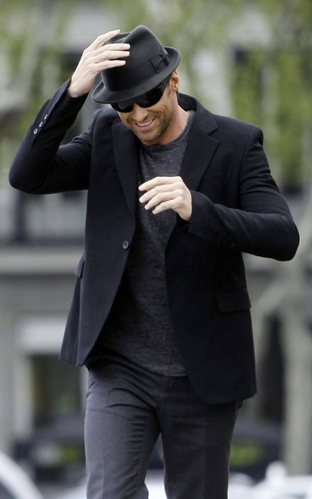 Australian actor Jackman arrives to a media event in Madrid