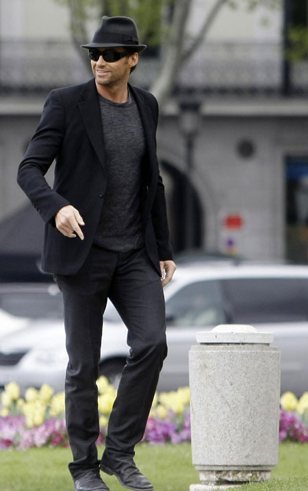 Australian actor Jackman arrives to a media event in Madrid