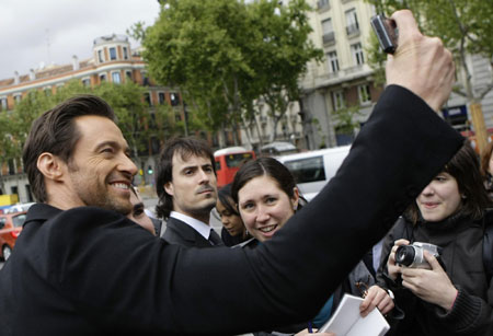 Australian actor Jackman arrives to a media event in Madrid